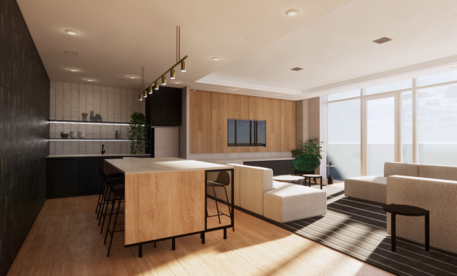 sunlit kitchen living room modern style